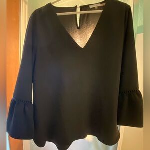 Women’s V neck long sleeve blouse with eyelet